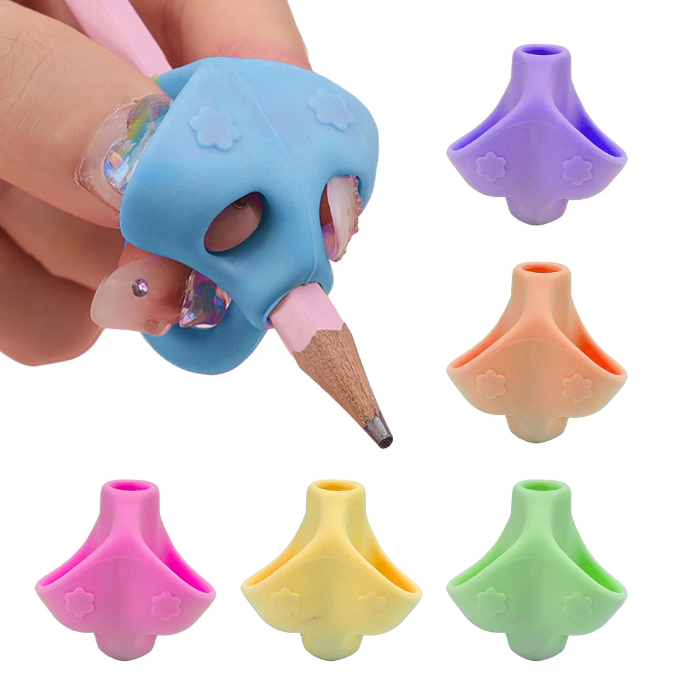 1/6PCS Three Finger Silicone Pencil Holder Student Children Writing Learning Tool Stationery Aid Grip Posture Correction Device