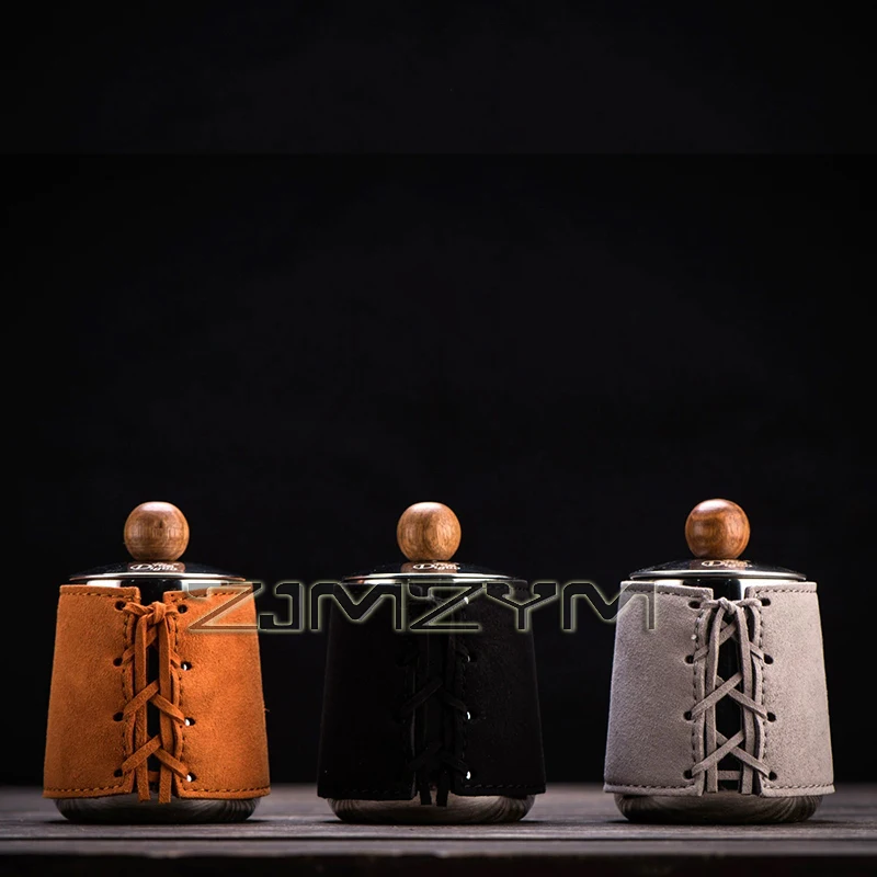 300ml Pour Over Coffee Kettle Anti-Hot Handleless Coffee Drip Kettle Leather Wrapped Coffee Maker With Gooseneck Spout Tea Pot