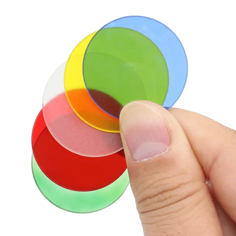 Microscopio biologico filtro ottico a colori diametro 32mm 35mm blu verde giallo rosso vetro trasparente filtro forestale bianco