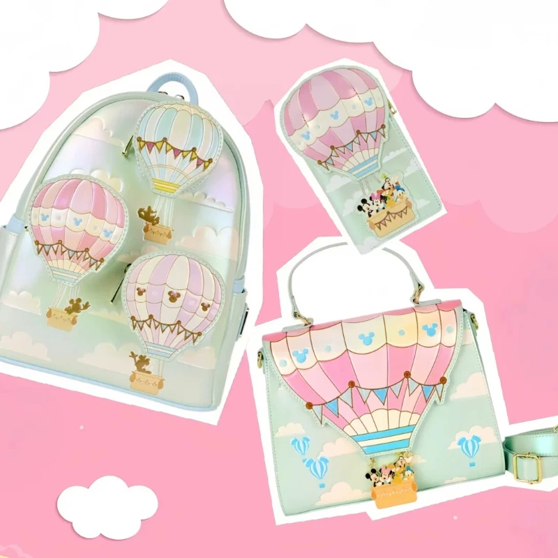 

Новый мини-рюкзак Loungefly Disney с Микки и Минни в виде воздушного шара, из искусственной кожи, с дизайном в виде мультяшных облаков, для повседневных поездок, для женщин и девочек