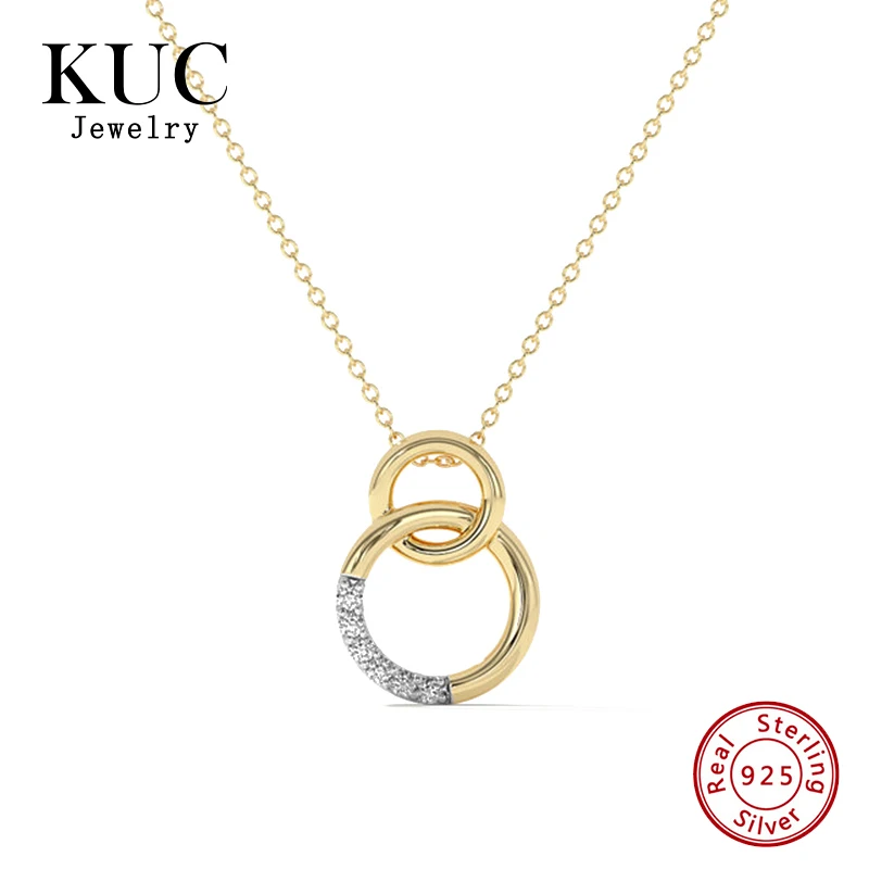 

Light Luxury Elegant 925 Sterling Silver Interlinked Zircon Pendant Necklaces Collares De Joyeria Fina Plata De Ley for Women