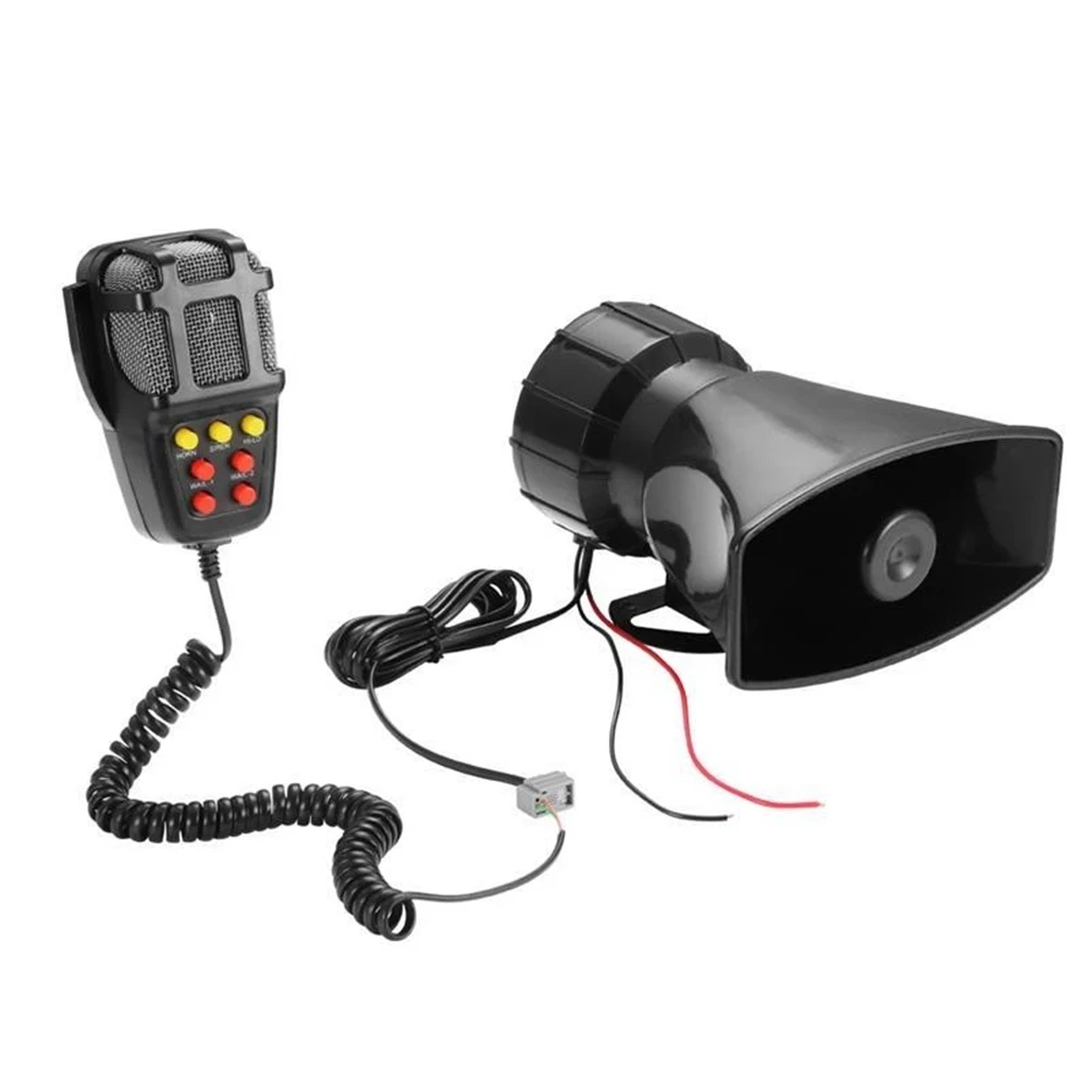 7 Sound Car Electronic Warning Siren DC 12V 100W 120-150dB Motorcycle Alarm Firemen Ambulance Loudspeaker with MIC