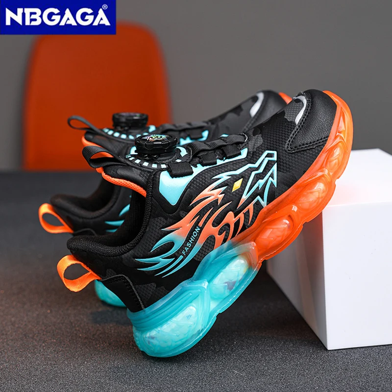 New Anti-skid Leather Kids Sneakers for Boys Running  Walking Lightweight Casual Shoes With Fashion Dragon Pattern Size 28-39