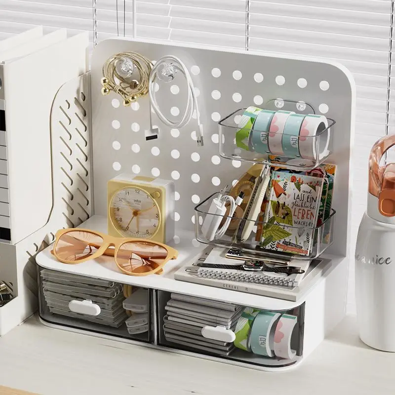 

Настольный ящик для хранения перфорированной доски, стеллаж для хранения канцелярских принадлежностей, офисная маленькая подставка для карт, держатель для ручек