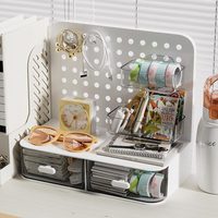 Desktop Perforated Board Storage Box Stationery Organization Storage Rack Desk Office Small Card Stand Display Pen Holder
