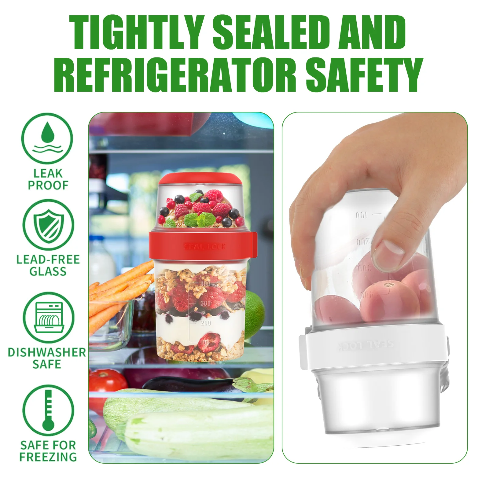2Pcs Breakfast Cups Reusable T - огляд і ціна Meal Prep Yogurt Containers