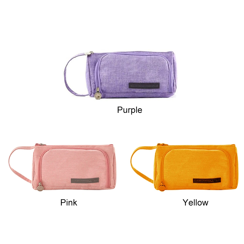 Student Pen Stationery Storage Teens Portable Organizer Office School Bag Pencil Case Large Capacity College Zipper Makeup Pouch