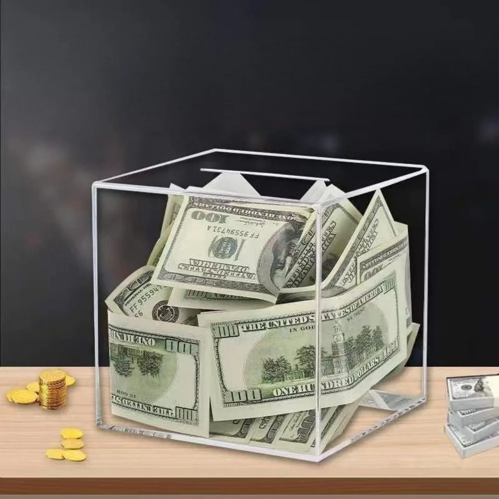 

Transparent Acrylic Piggy Bank with Wide Slot Easy Coin Access Large Capacity Saving Jar for Adults Home Office Decor Gift