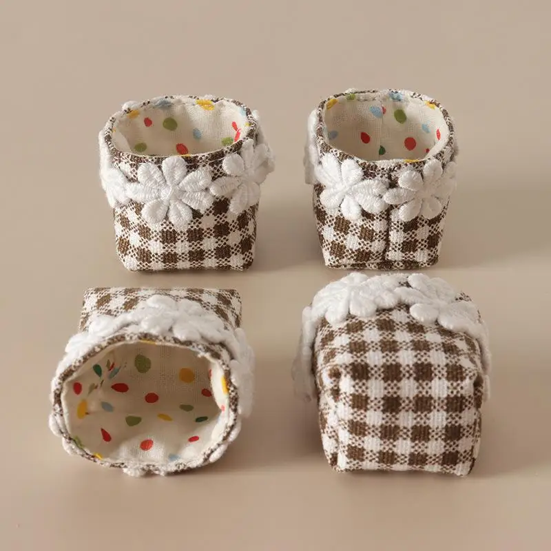 

1/12 Dollhouse Mini Fabric Storage Basket Model Dollhouse Furniture Decoration Dolls House Home Scene Ornament Pretend Play Toys