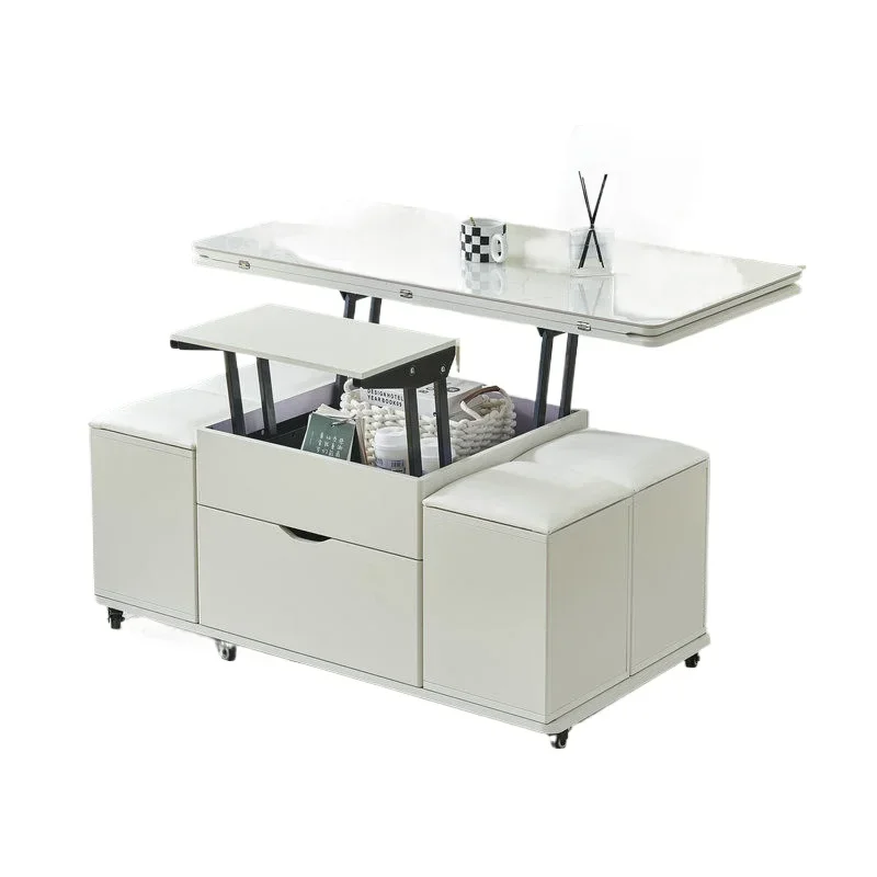 

Small apartment tea set table for household use, dining table lifting and lowering integrated, tea table living