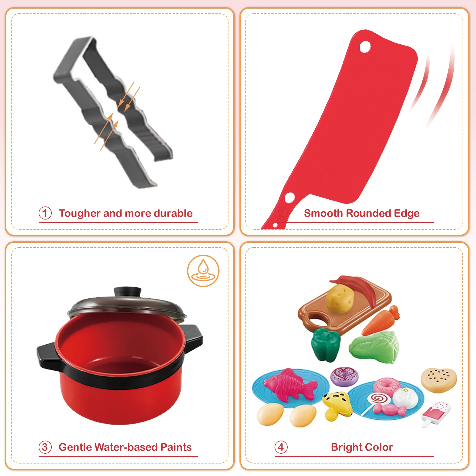Mini Kids Kitchen Toys Set Pretend Play Cooking Pots Pans Utensils with Play Food Educational Gift for Toddler Boys Girls 3+ image 4