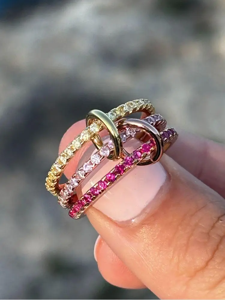 Women's Multi-Layer Round Zircon S925 Sterling Silver Ring