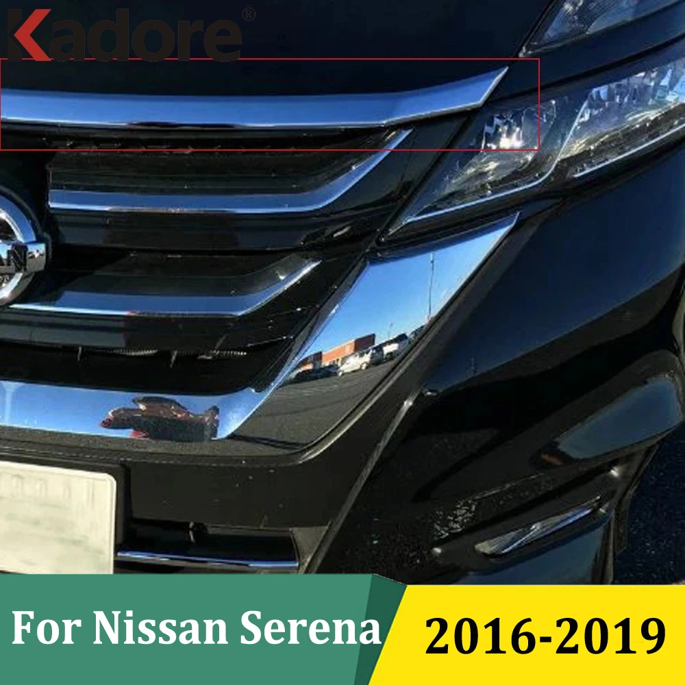 

Для Nissan Serena C27 2016 2017 2018 2019, хромированная передняя решетка двигателя, крышка капота, отделка, внешние аксессуары для стайлинга автомобиля
