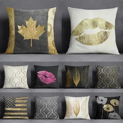 Black and Gold Pattern Cool Print Pillowcase Interior Decoration Office Living Room Home Pillowcase