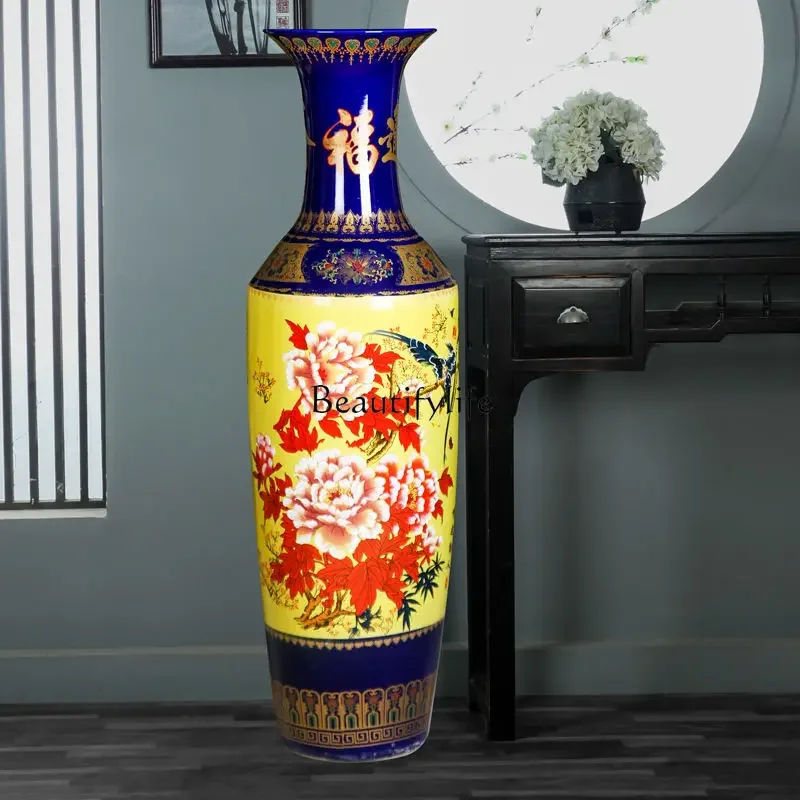 1304Jingdezhen ceramics bloom rich pastel floor vase living room decorative ornament