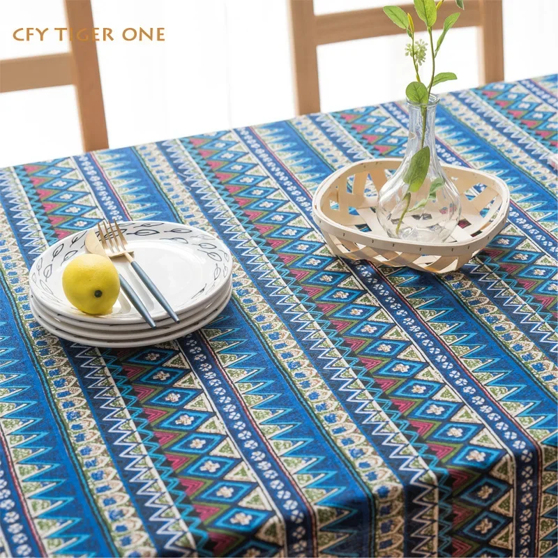 

Bohemian Geometry Tablecloth Antifouling Rectangular Tablecloth Washable and Oil Resistant Coffee Table Mat Table Cover