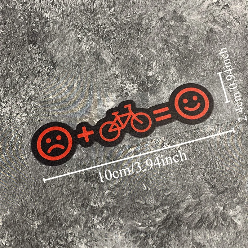 قطعة واحدة من ملصقات الدراجة لمعادلة الرموز التعبيرية - "Sad + Bike = Happy"، مثالية لعشاق الدراجة