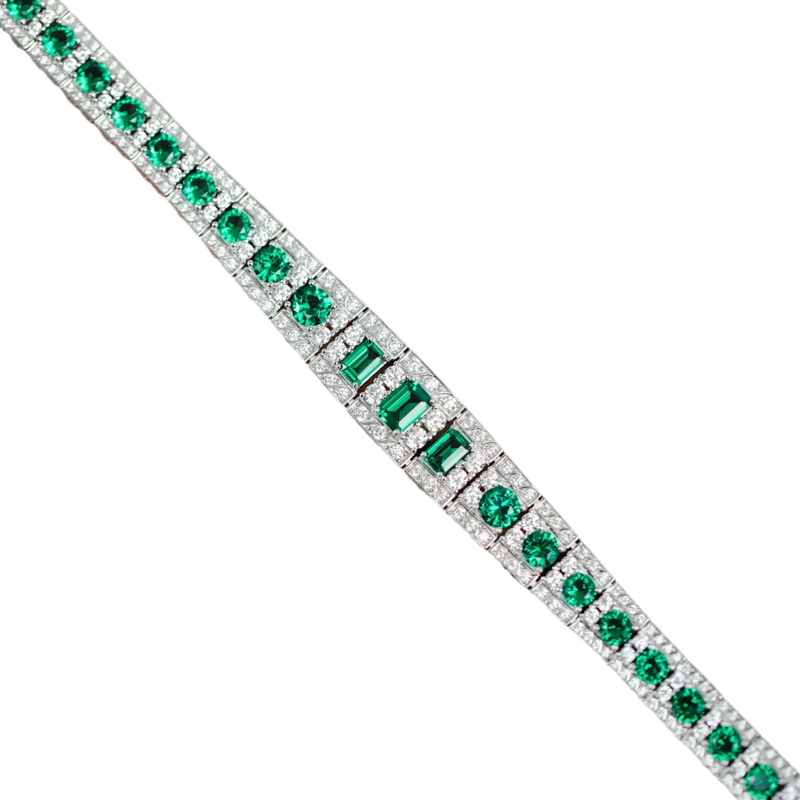 ZOCA Fashion 925 Sterling Silver Emerald Cut Green Diamond Real Customized Bracelets For Women Bangle Jewelry