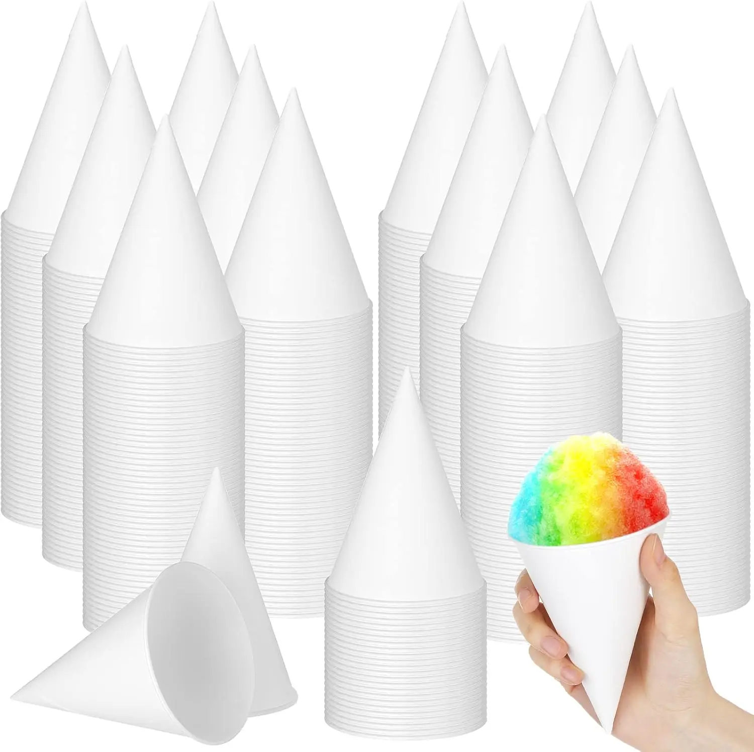 

1000 Pieces Paper Cone Cups 6 oz Disposable Snow Cone Cup Pre Coated Leakproof Ice Cream Water Paper Cups for Dispenser