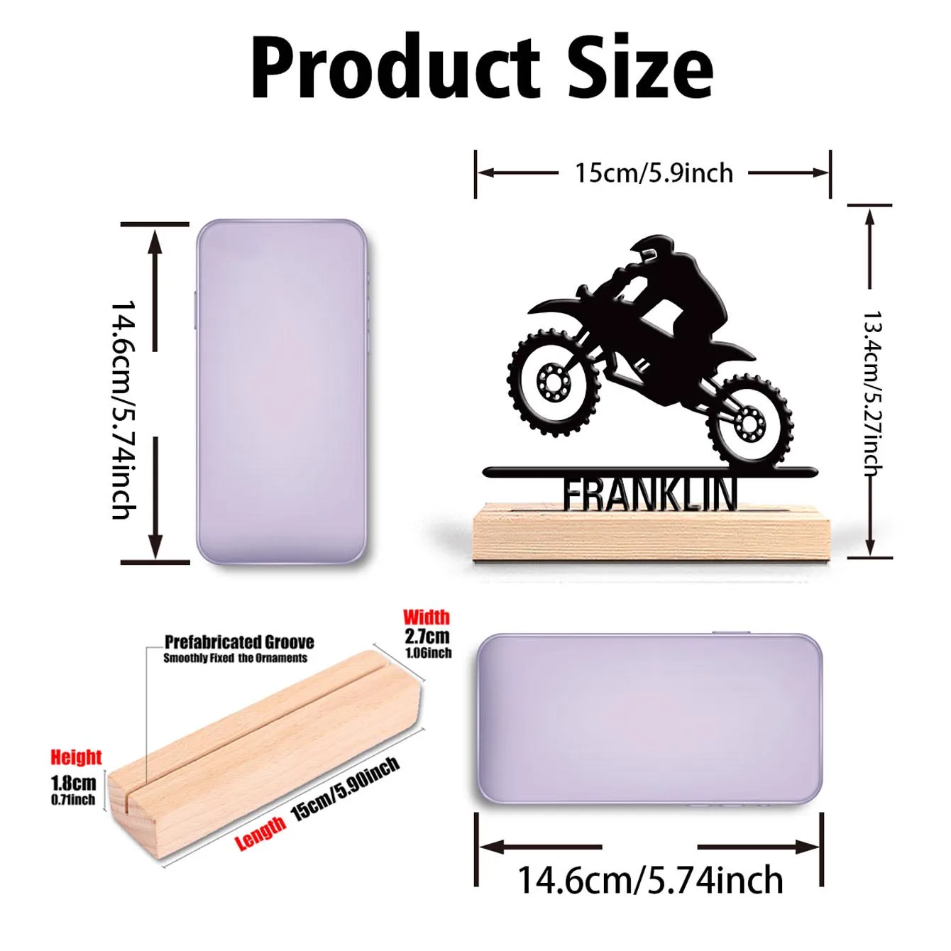 1pc Abstract Motorbike jumping Custom Name Metal Statue Tin Ornament Iron Sculpture With Wood Base Art Crafts With Wood Base view 2
