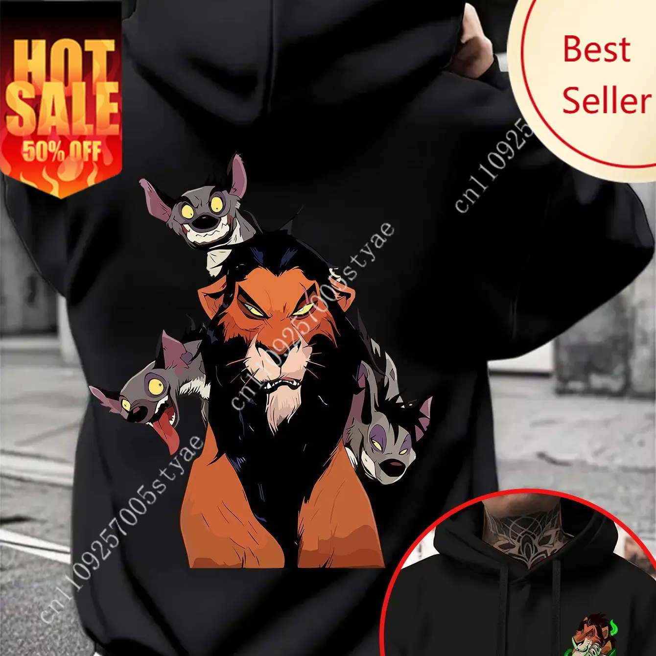 

New Disney The Lion King Simba Pattern Men's Hoodie Autumn Winter Casual Unisex Pullover Sweatshirt Tracksuit Clothing Hoody