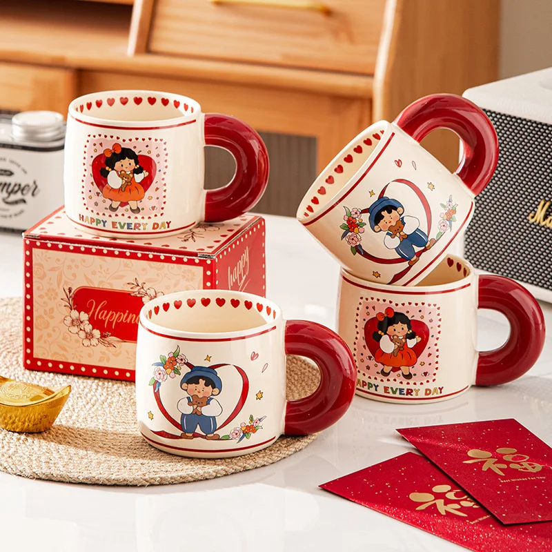 

Cute Mug Couple Water Cup Creative Ceramic Cup Girls Home Office Coffee Wedding Gift Mugs Coffee Cups Ceramic Mug Tea Cup