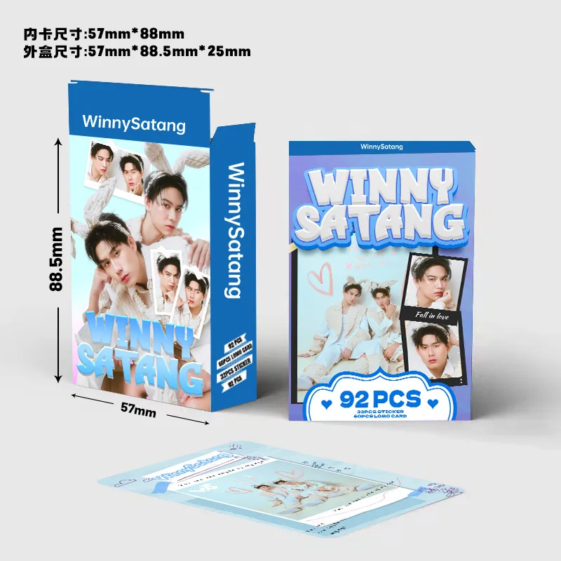 92Pcs/Set Thailand Stars WinnySatang Laser Lomo Card  Winny&Satang Character Mini Postcard Photo Cards Stickers Fan Support Card
