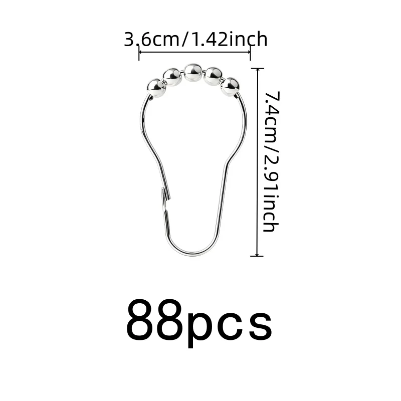 Decorative Gourd Shape 88 pcs Curtain Hooks, Smooth Roller Ball, Shower Curtain Liner & Closet Hanging, Anti-Drop Design