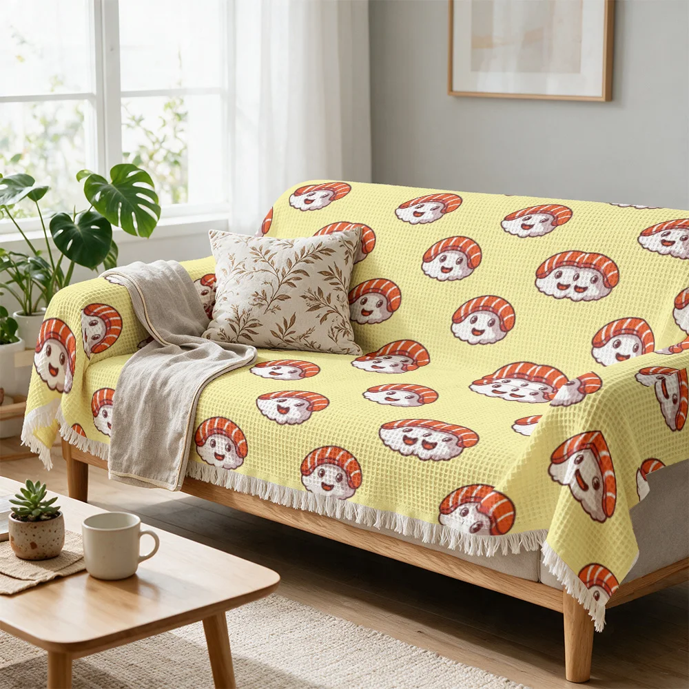 Cute Yellow Strawberry Print Throw Blanket for Sofa Bed Couch Decor Decorative Home Textile Cozy Winter Fall Gift Throw Cover De