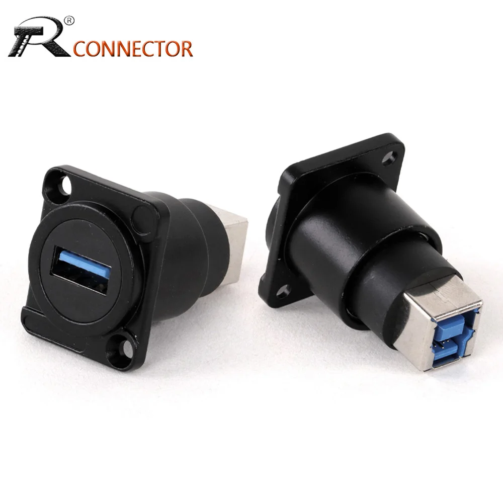 10pcs D Type USB 2.0/3.0 A to B Modular Socket Adapter Female to Female Connector Data Transmission Panel Mount Welding Free