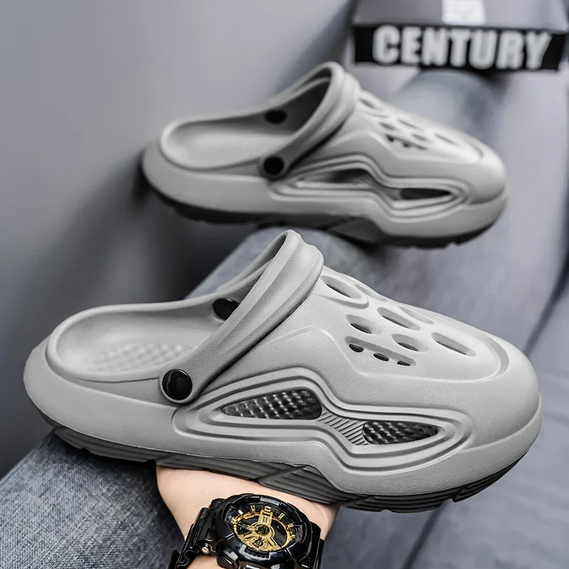 Summer Non-Slip Thick-Soled Toe-Cap Slippers for Outer Wear Non-Slip Beach Men's Deodorant Outdoor Slippers