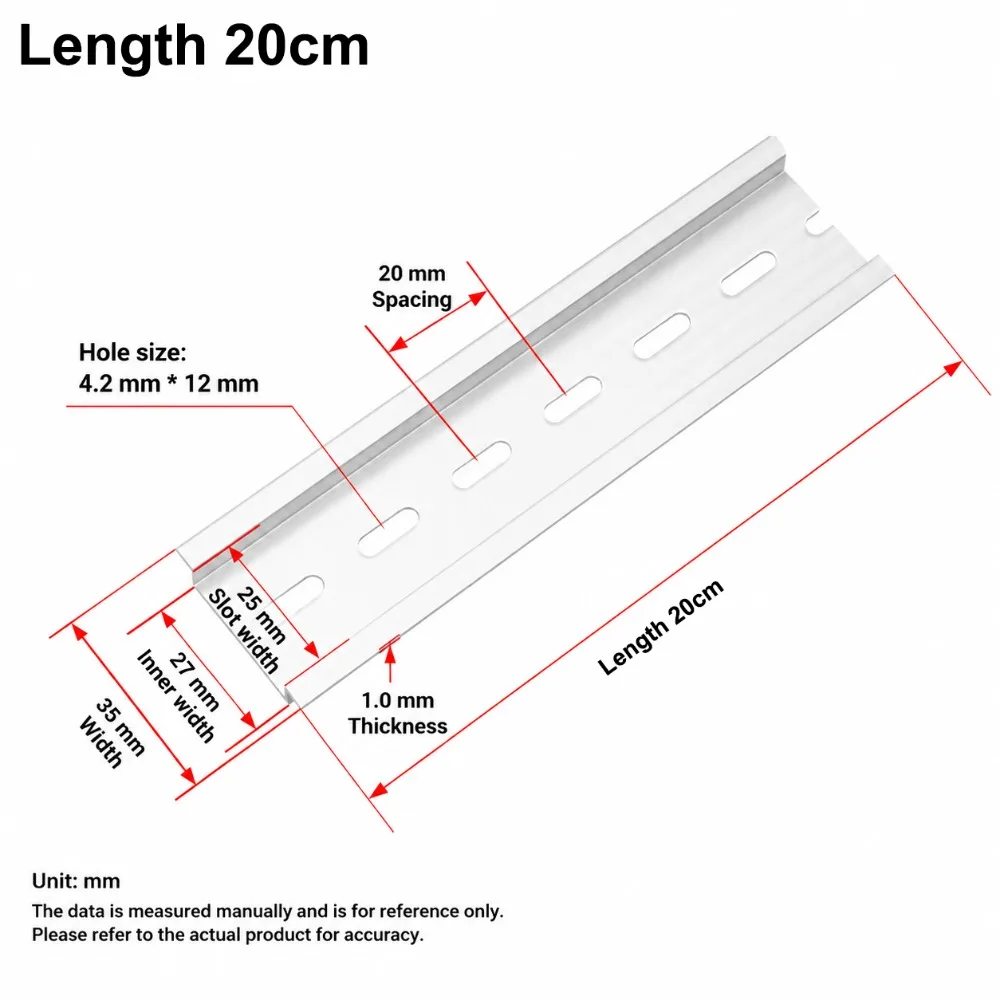 Durable Universal Type DIN Rail 10-50cm 1mm Thickness Terminal Blocks Guide Rails Electrical Installation