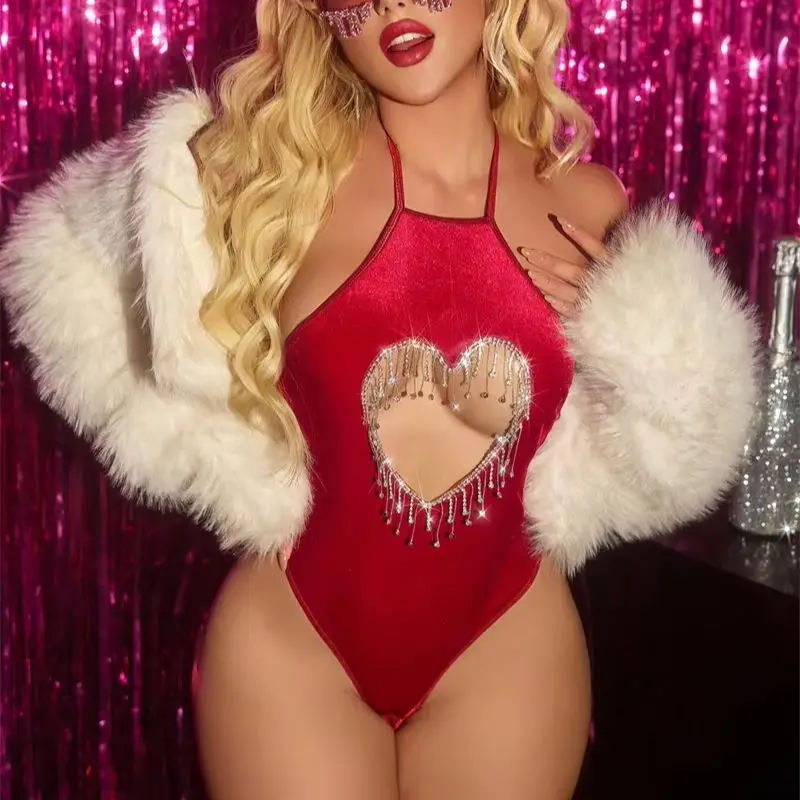 Sexy Velvet Strapless Bodysuit for Women Back Lace Up Bodycon Clubwear One Piece Teddy Slim Jumpsuit Bodyshaper Summer Shapewear