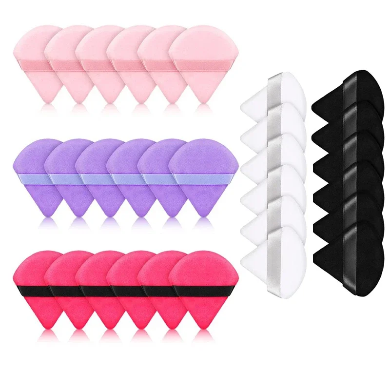12 Stück Dreieckige Samt-Make-up-Puderquaste für Gesicht und Augen Konturierung Schattenapplikation Kosmetik-Foundation Make-up-Tool