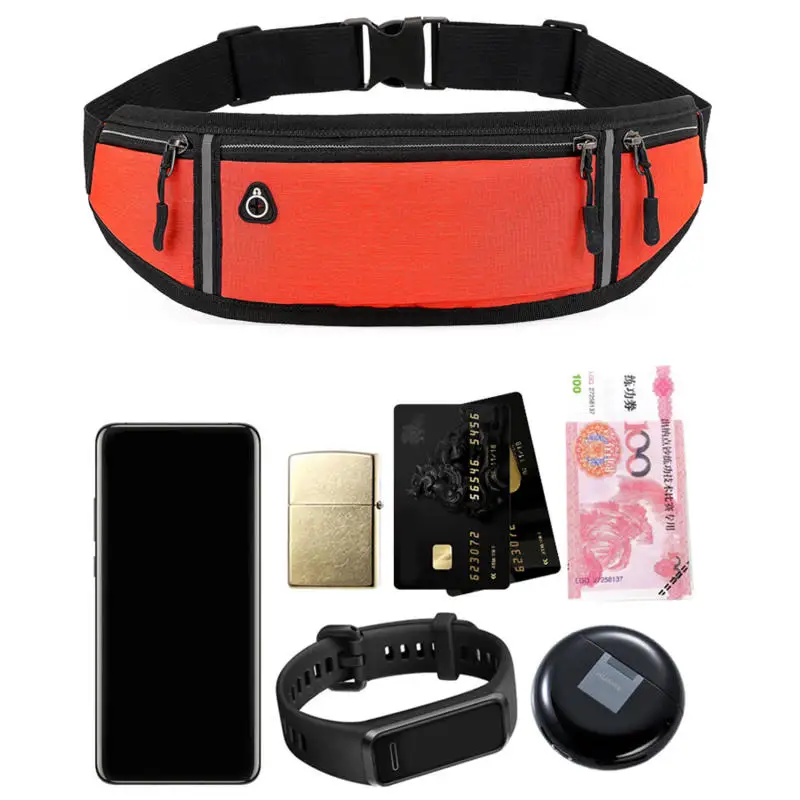 Unisex Waterproof Sports Fanny Pack With Reflective Strap Adjustable Elastic Running Fitness Outdoor Waist Bag