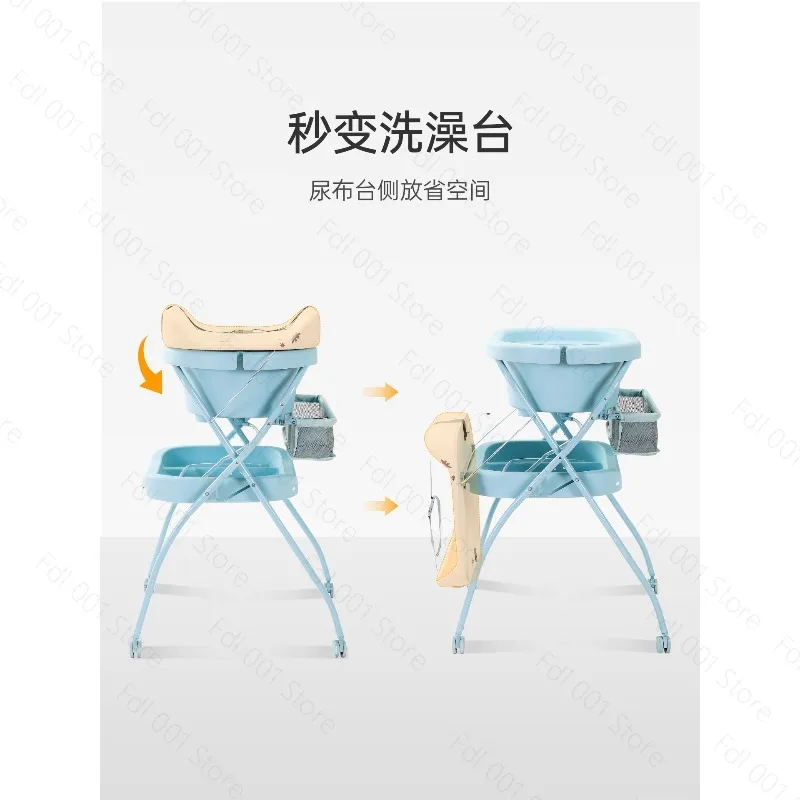 Baby Bath Tub & Changing Table,  Foldable Plastic Potty Training Toilet with Standing Diaper Changing Station view 3