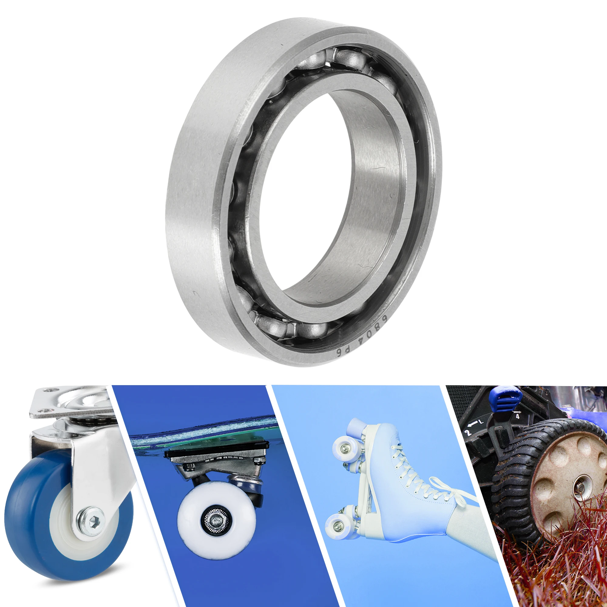 Motoforti 6804 Deep Groove Ball Bearings P6 20x32x7mm Lubricated Bearings Open Type Silver Tone Scooter Skateboard Wheel