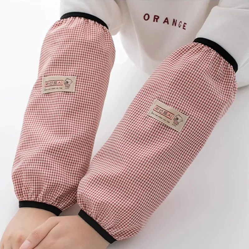 Women's Cotton Plaid Sleeve Waterproof Oversleeves Housework Cleaning Anti-Dirty Arm Sleeves Warm Autumn and Winter Oversleeve image 5