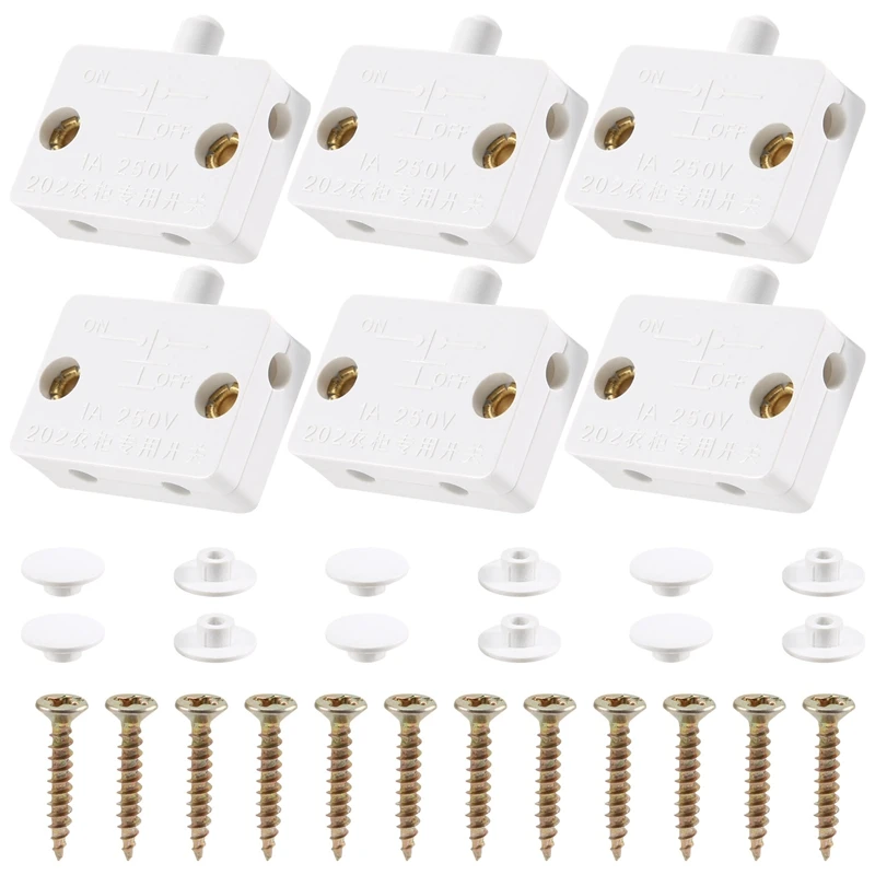 6Pcs Door Led Switch For Closet Light,Normally Closed Cabinet Electrical Lamp Switches,For Closet Pantry Cabinet