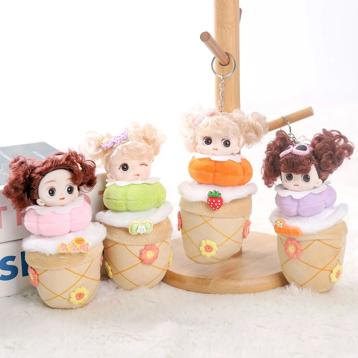 Cute  Doll Princess Milk Tea Cup Doll Bag Pendant Doll Plush Keychain Birthday Gift