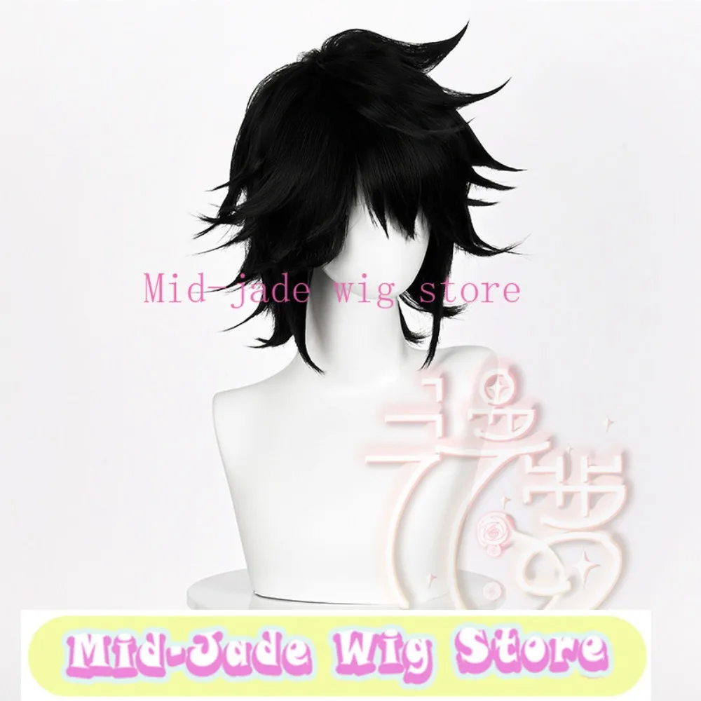 L Cosplay Wig Black Short Hair Fluffy Root Styling Realistic Scalp Top Ready Stock Synthetic Hairpiece for Costume Performance