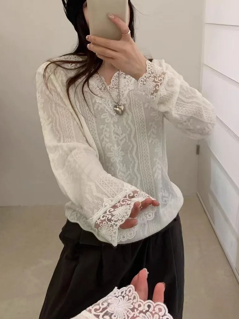 

Вязаный шерстяной свитер для ранней осени, женский базовый слой, внутренняя и внешняя одежда, мягкий французский топ с длинными рукавами и V-образным вырезом