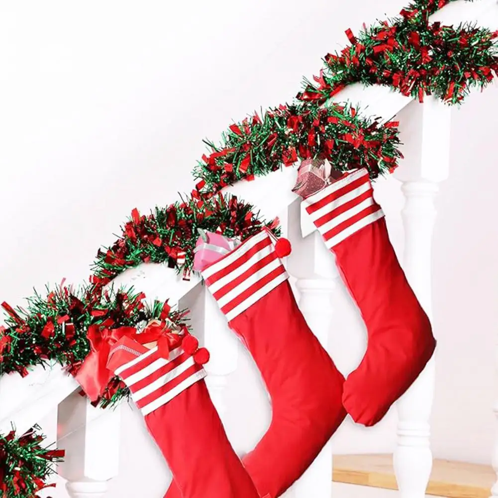 Green Xmas Decor 78.7 Inch Christmas Tinsel Garland Shiny Twisted Holiday Decoration Flexible Indoor Outdoor Wreath for Mantel