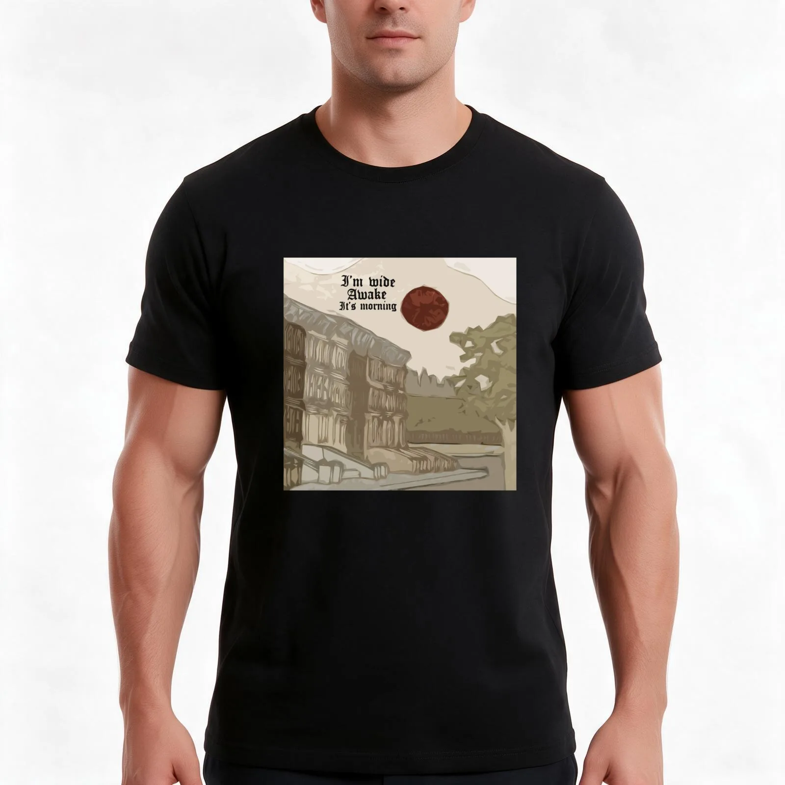I'm Wide Awake it's Morning T-Shirt Summer Casual Cotton Tee Oversized Streetwear Tops Vintage Graphic Print 100% Cotton