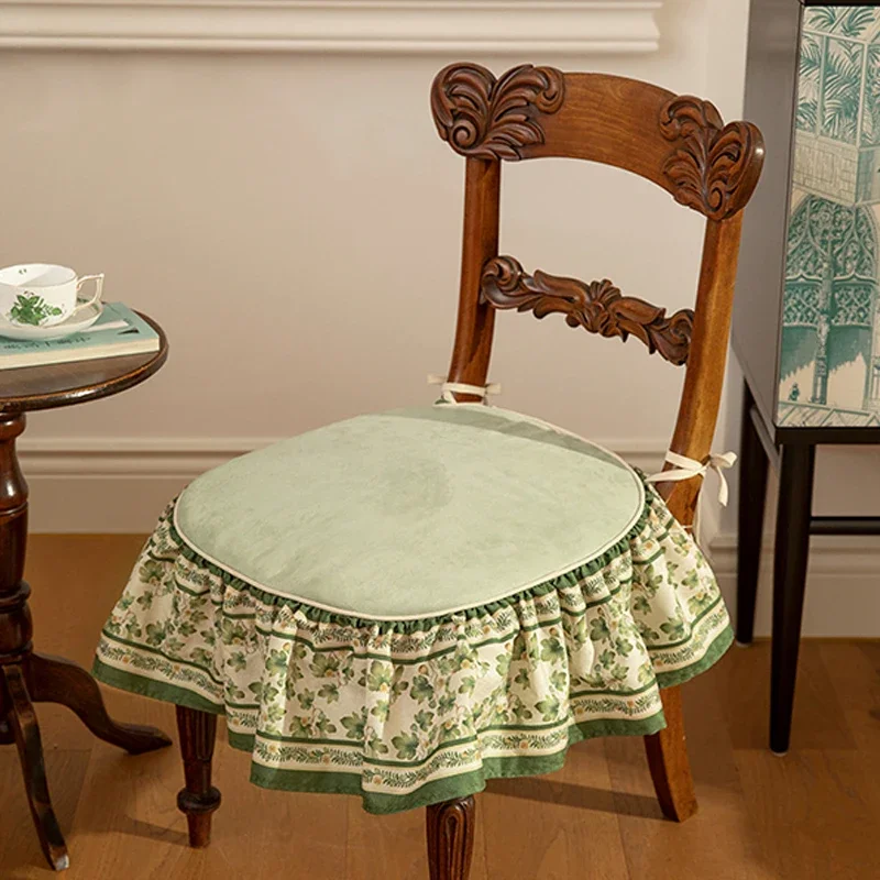 Vintage Floral Chair Cushion 50x50 Hand-painted Pastoral Non-slip Chair Cover Home Decoration Diningchair Cushion Customized