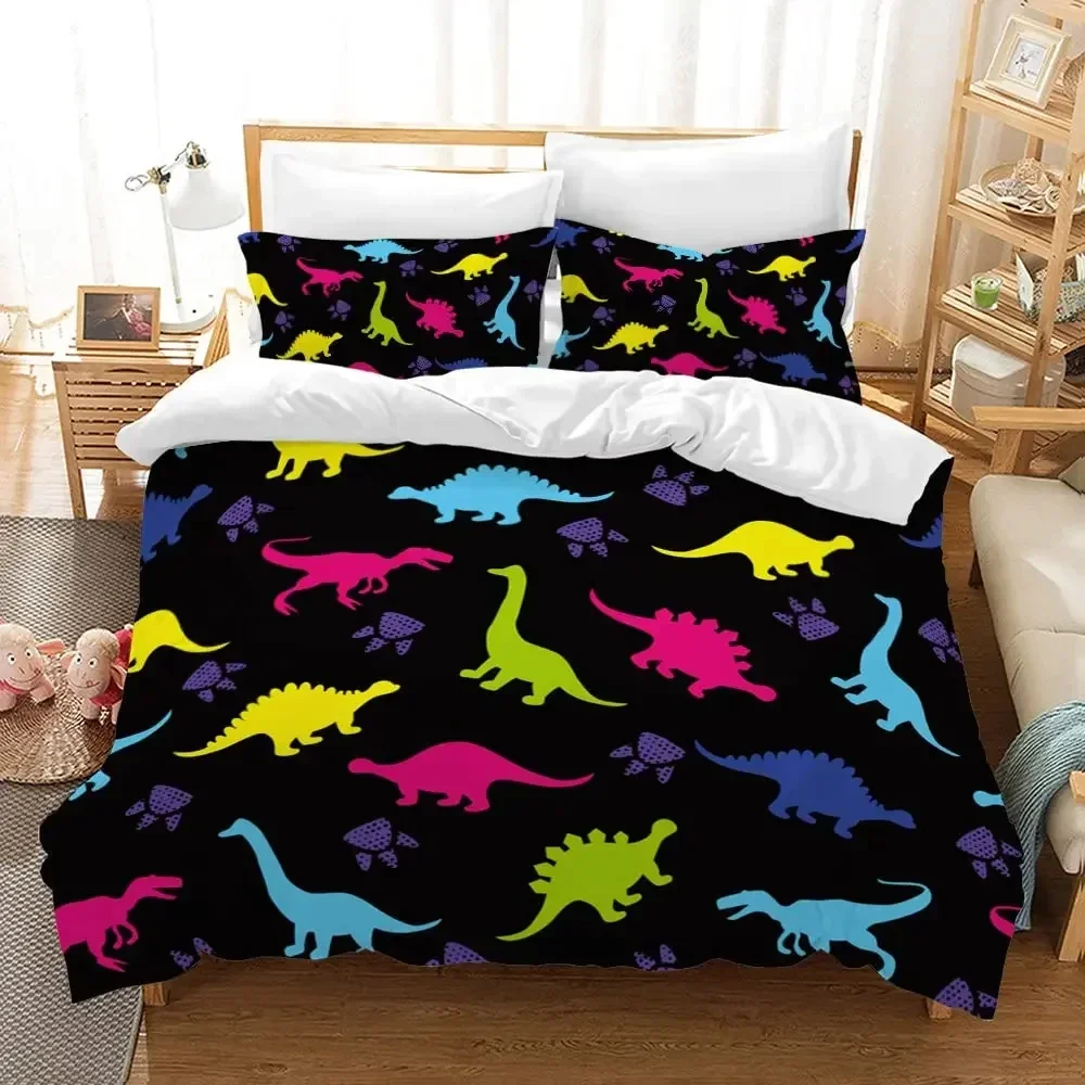 Dinosaur Duvet Cover Black Evolution Extinction Predator Animals Bedding Set Full Double Queen King Size Polyester Qulit Cover