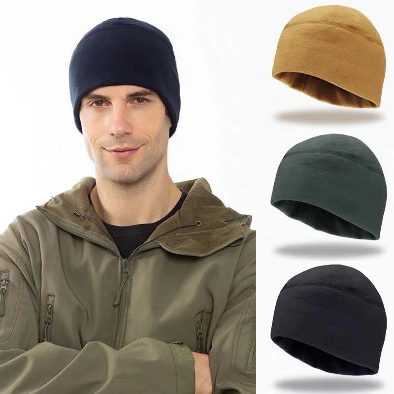 Männer Beanie Marines Radfahren Kappe Wandern Winter Einfarbig Weiche Warme Mütze Polar Fleece Verdickt Militär Armee Winddicht Outdoor – Detail 1