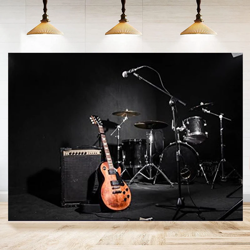 Photography Backdrop Band Guitar Drum Modern Rock Music Sound Background Photography Video Shooting Banner