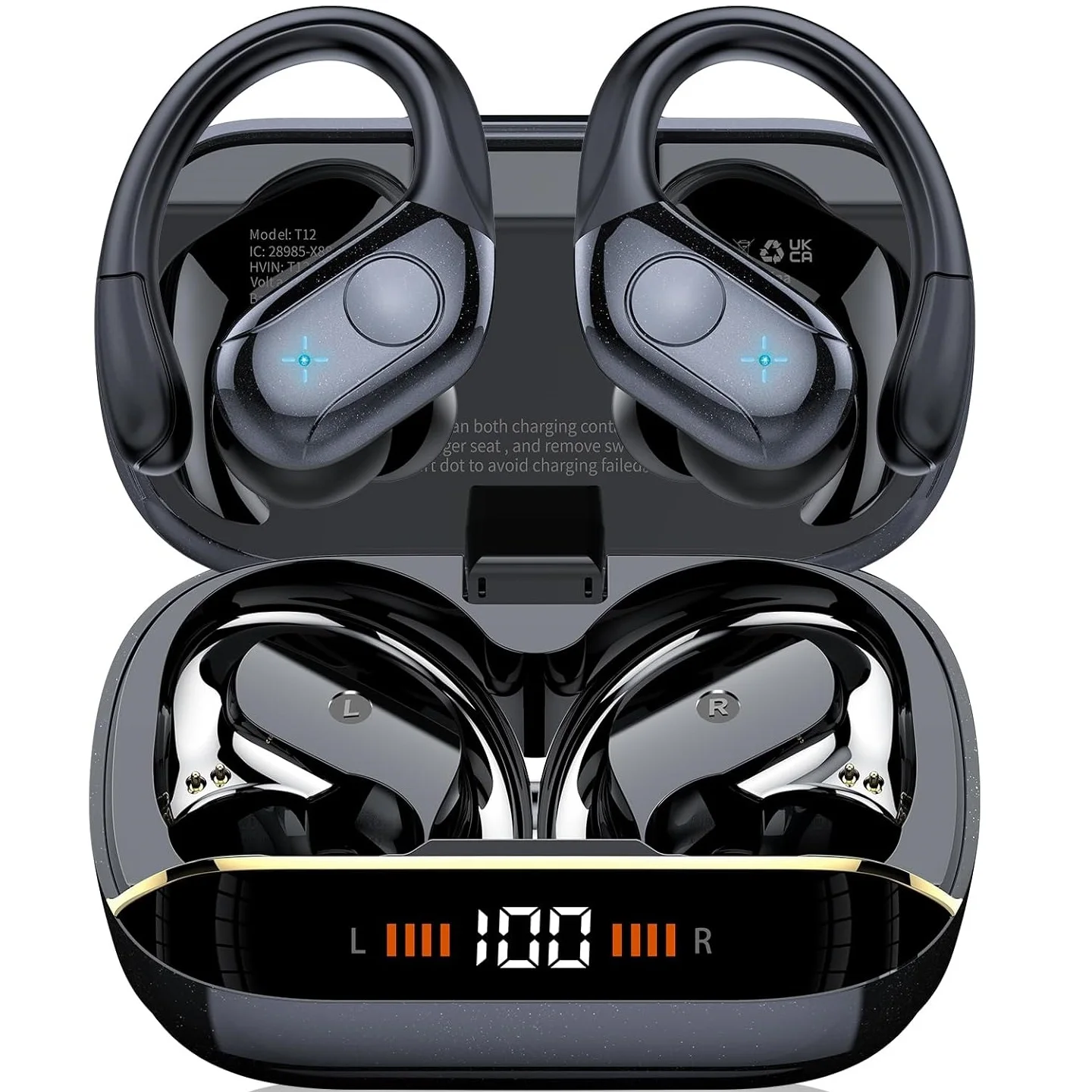 

TWS Sports Earphones Bluetooth 5.4 with Hi-Fi Bass,IPX7 Waterproof w/ENC Mic,Touch Control,Wireless Stereo Sound for Running,Gym