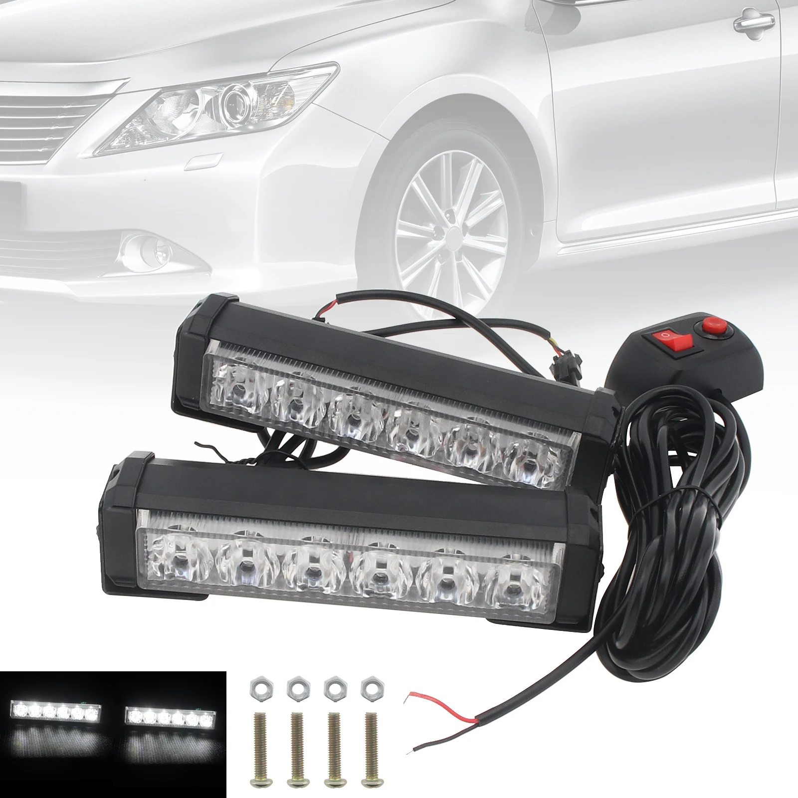 

2Pcs 12V 36W Car LED Warning Strobe Light 3000Lm Auto Daytime Running Emergency LED Lights For Car Vehicles